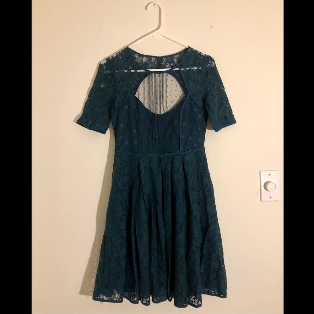 BCBG MaxAzria teal lace dress